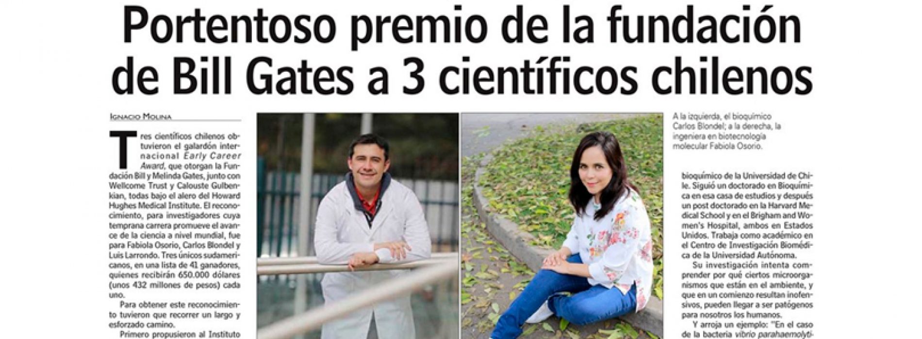 Portentous award of the Foundation of Bill Gates 3 Chilean scientists