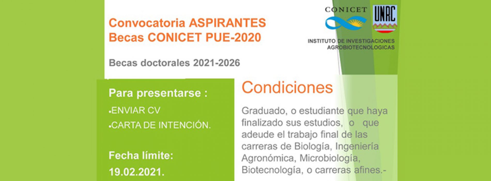 Call for CONIVET PUE-2020 Scholarships